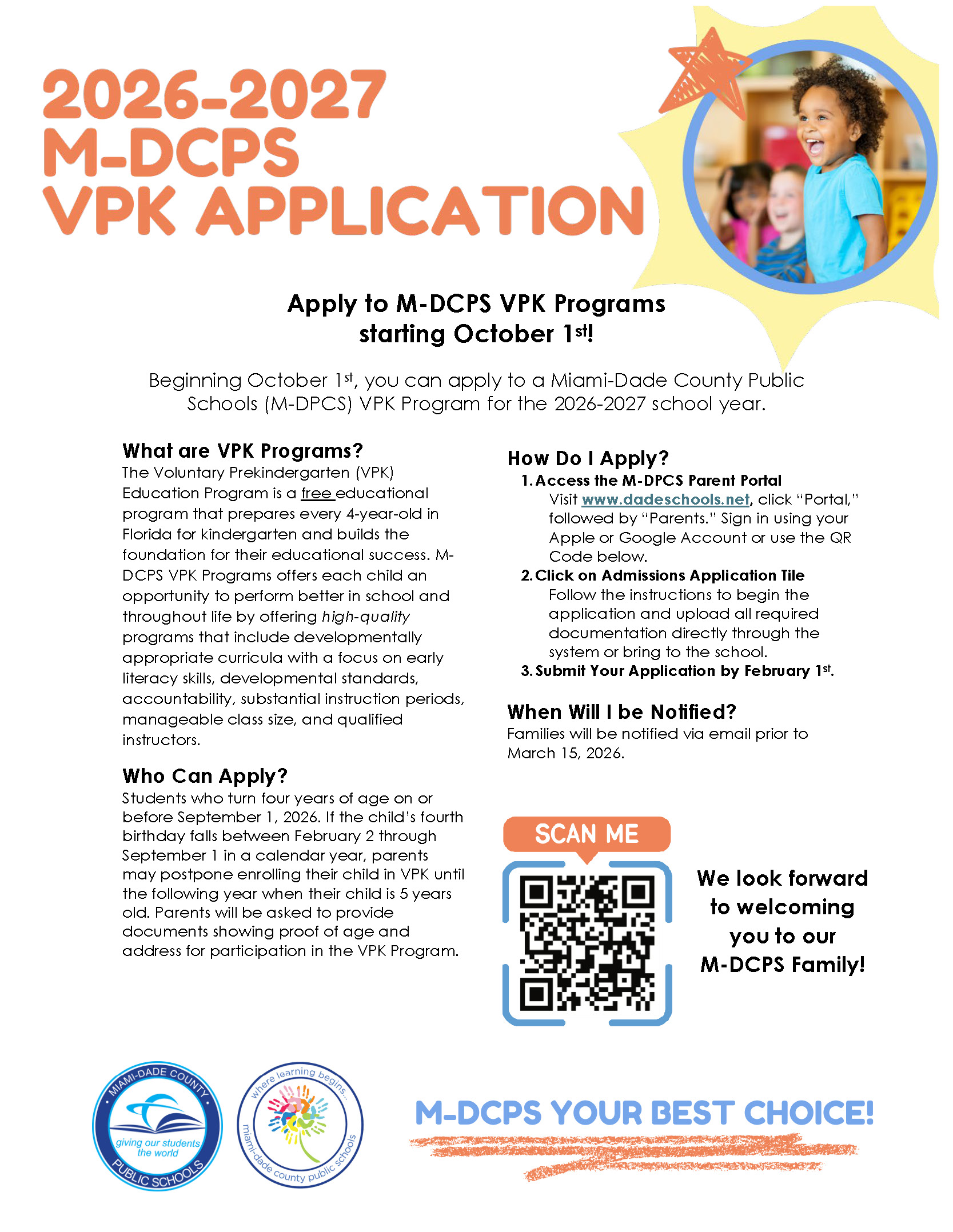 2026-2027 M-DCPS VPK Application